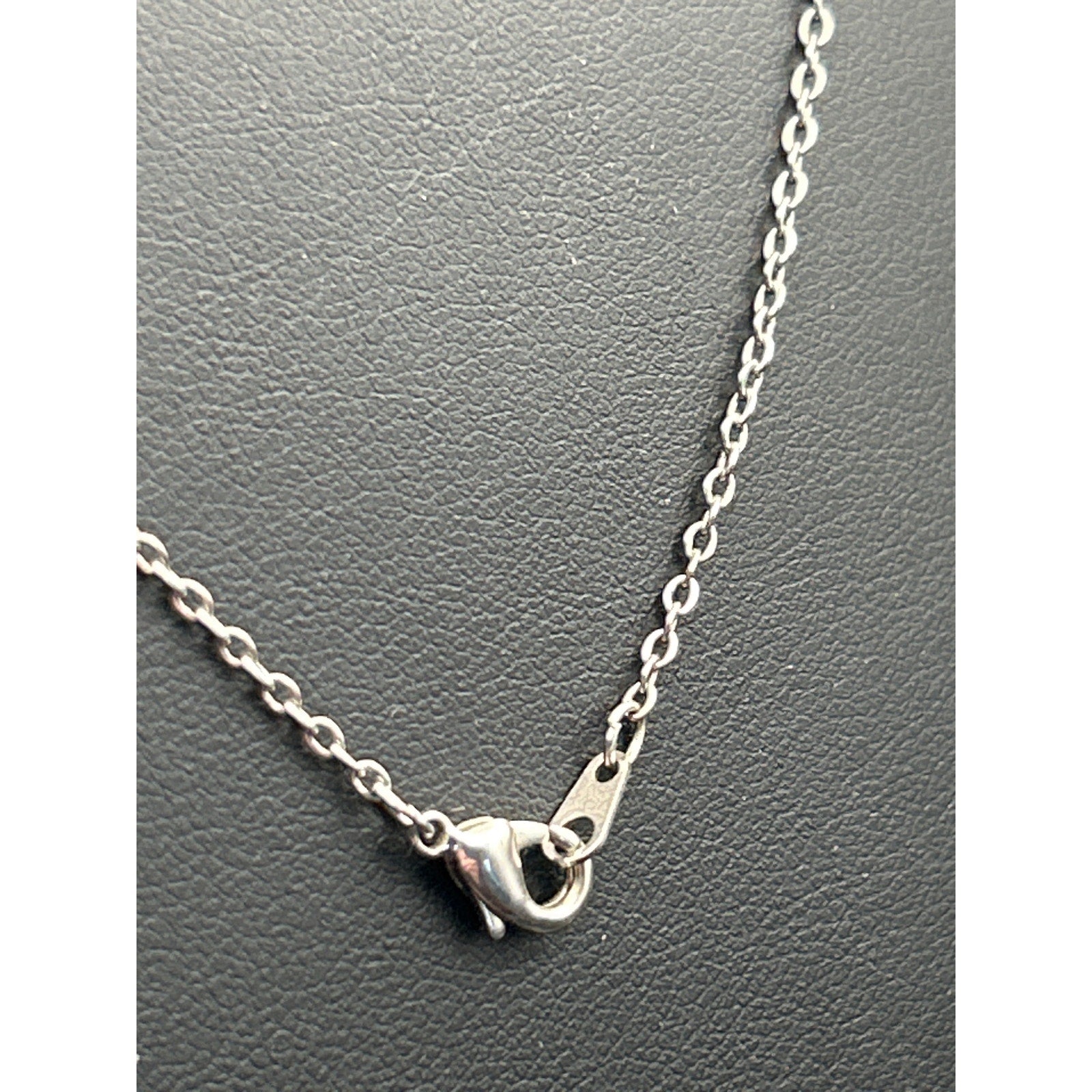 Silver Tone Faux Diamond CZ Double Round Drop Pendant Necklace