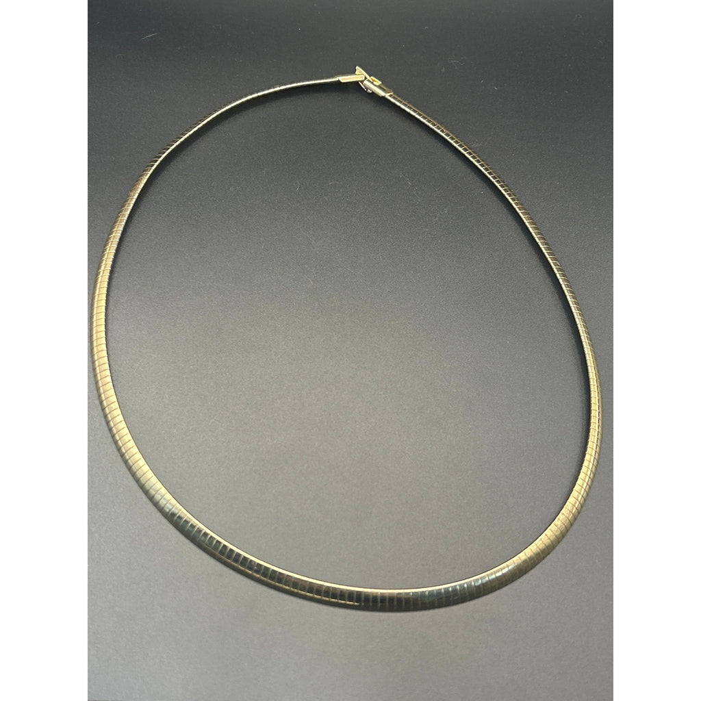 Vintage 80s Gold Tone 17" Omega Chain Necklace Rolled Collar Box Clasp
