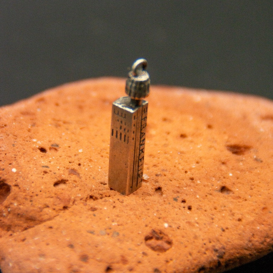 Vtg Germany 835 Silver Frankfurt Goethe Tower Building Travel Bracelet Charm