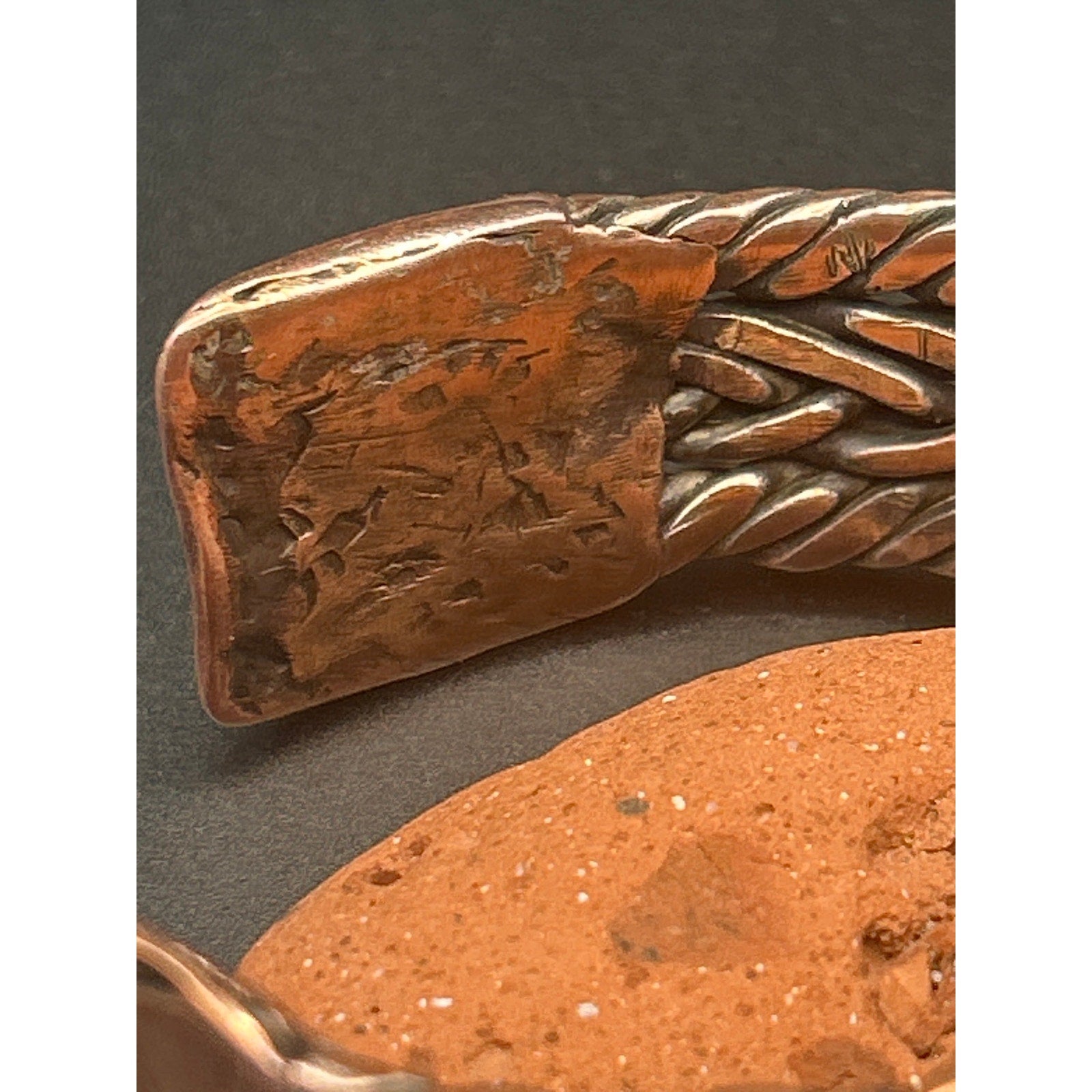 Handmade Triple Twist Copper Bracelet with Hammered Ends - 15mm Wide Heavy