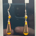 925 Sterling Silver Honey Amber Style Teardrop Drop Dangle Earrings