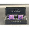 Vintage Milan Collection Cufflinks | Retro Purple Pink Nested Geometric Boxed