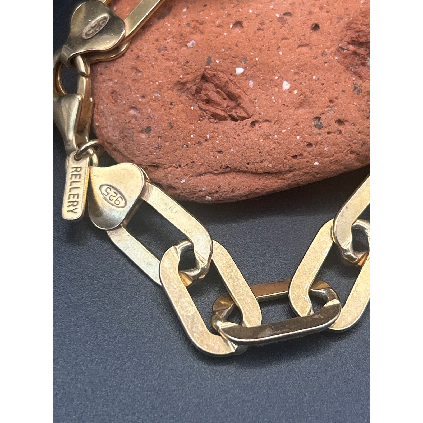 Rellery Gold Vermeil Over 925 Sterling Silver Rectangle Link Bracelet 6.5"
