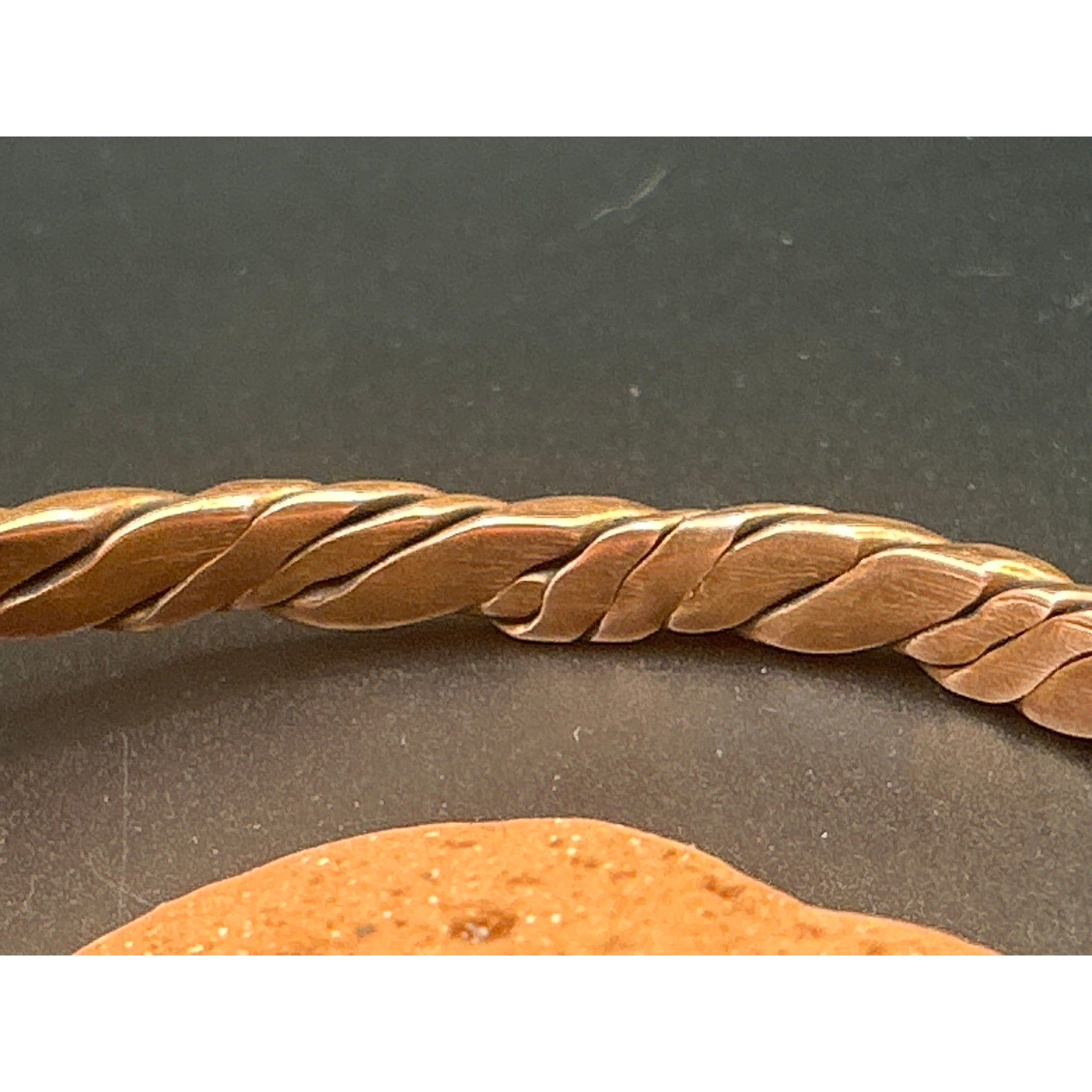 Handmade Copper Bicep Cuff - Twist With Light Flame Kissed Finish Upper Arm