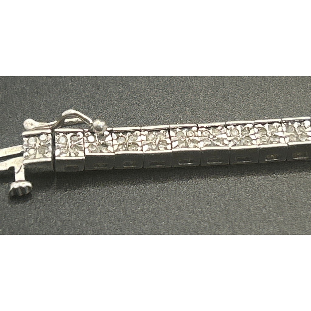 Signed MDJ 925 Sterling Silver Diamond Tennis Bracelet 200+ Diamonds 6.5" Link