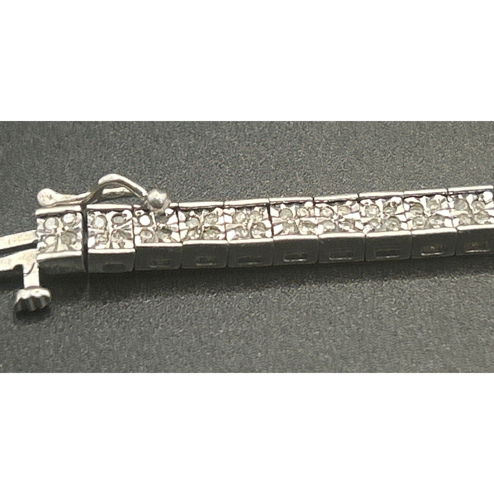 Signed MDJ 925 Sterling Silver Diamond Tennis Bracelet 200+ Diamonds 6.5" Link
