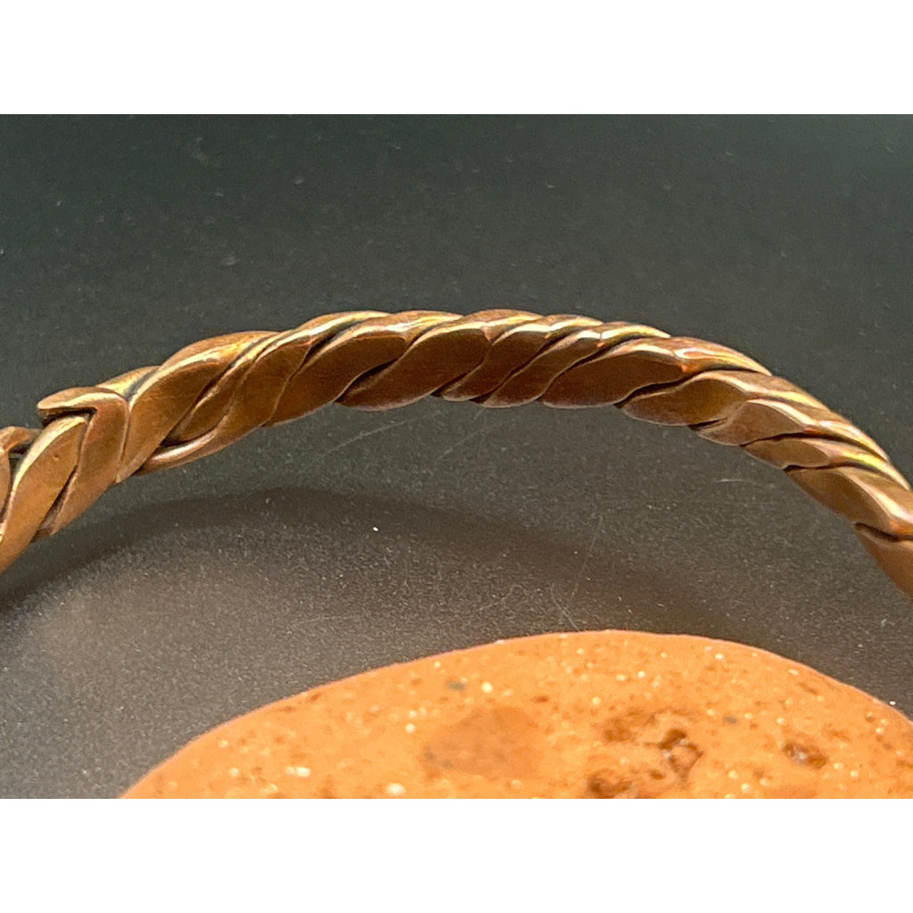 Handmade Copper Bicep Cuff - Twist With Light Flame Kissed Finish Upper Arm