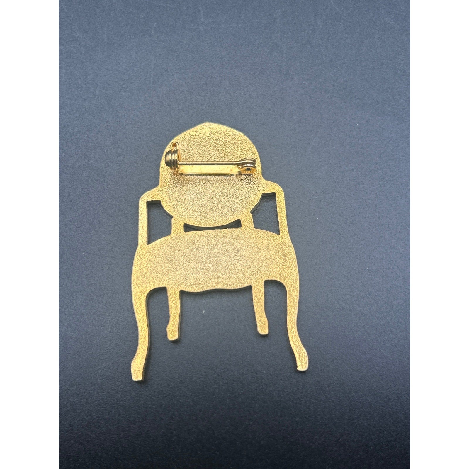 Vintage Gold Tone Enamel French Armchair Chair Brooch Pin - 2 Inch