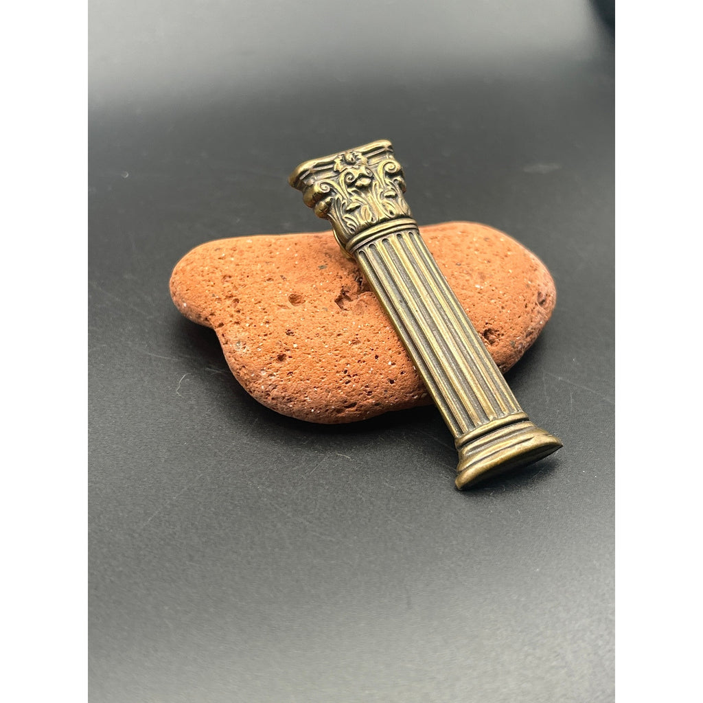Vintage Mid Century Brass Roman Column Pin Brooch | Classical Greek Architecture