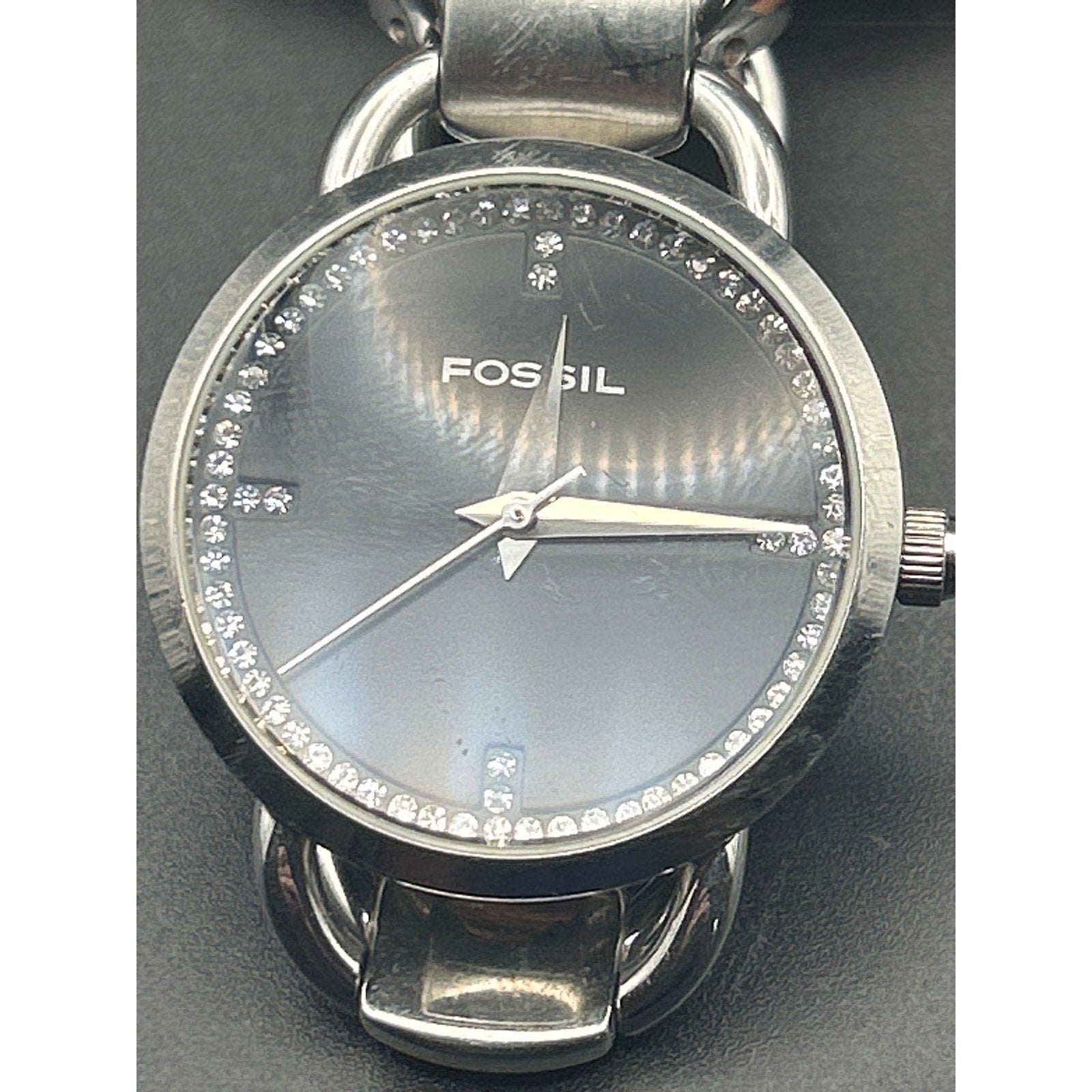 Fossil F2 Silver Tone Black Pave Dial Ladies Watch | ES-1638 Link