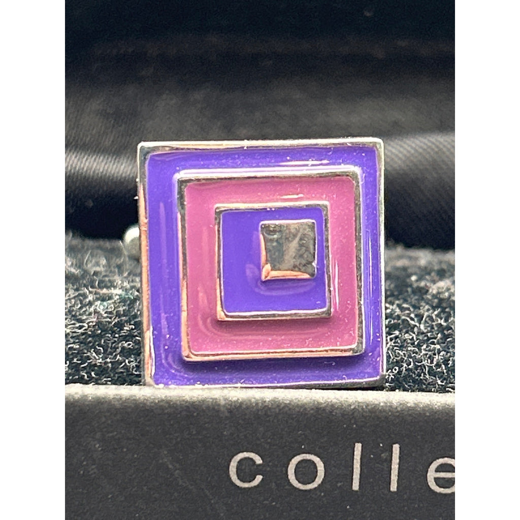 Vintage Milan Collection Cufflinks | Retro Purple Pink Nested Geometric Boxed