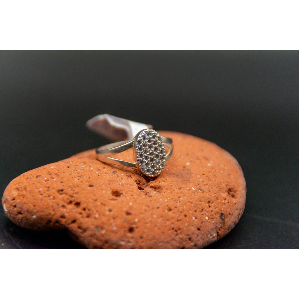 Pave CZ Cluster Ring in Sterling Silver - Size 8.5