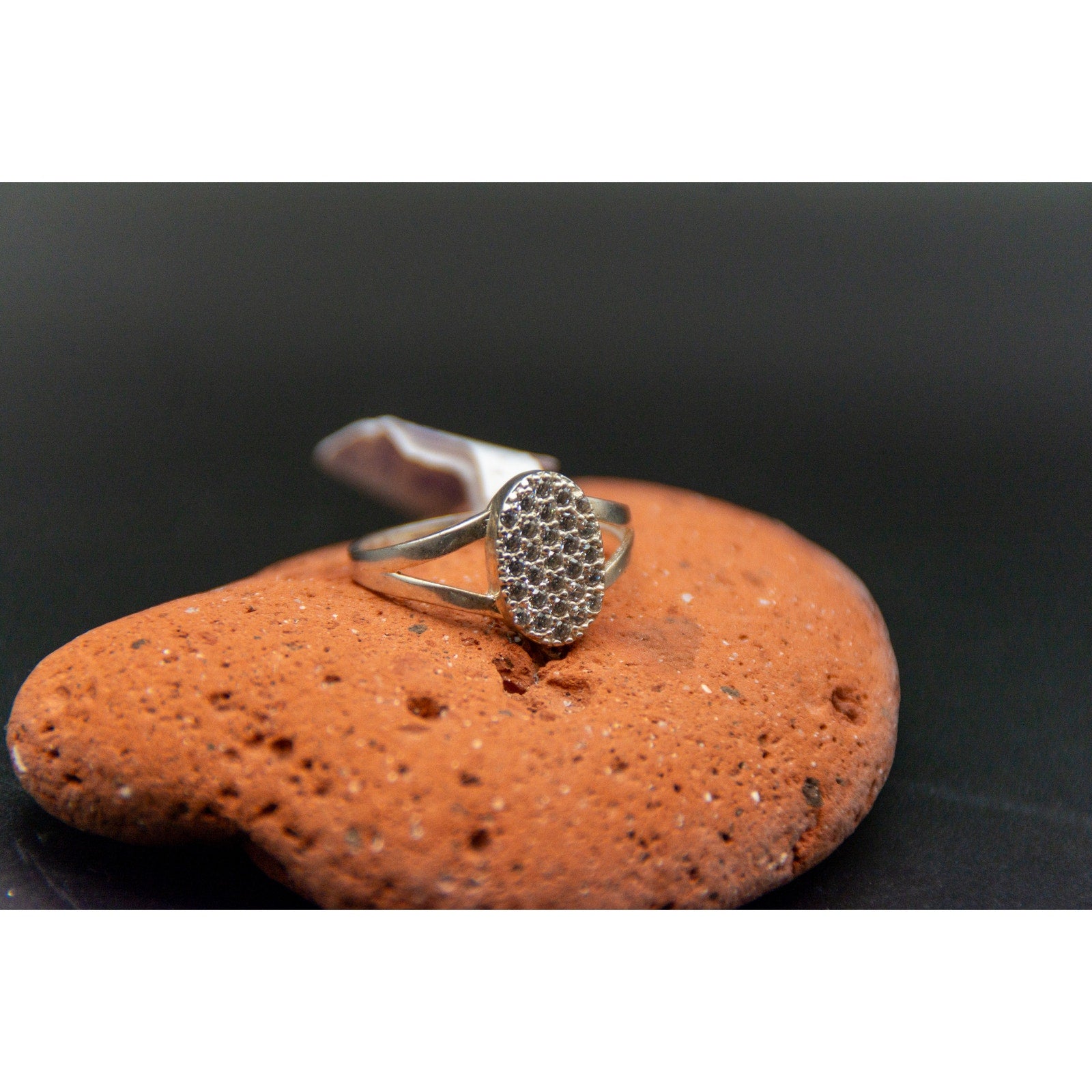 Pave CZ Cluster Ring in Sterling Silver - Size 8.5