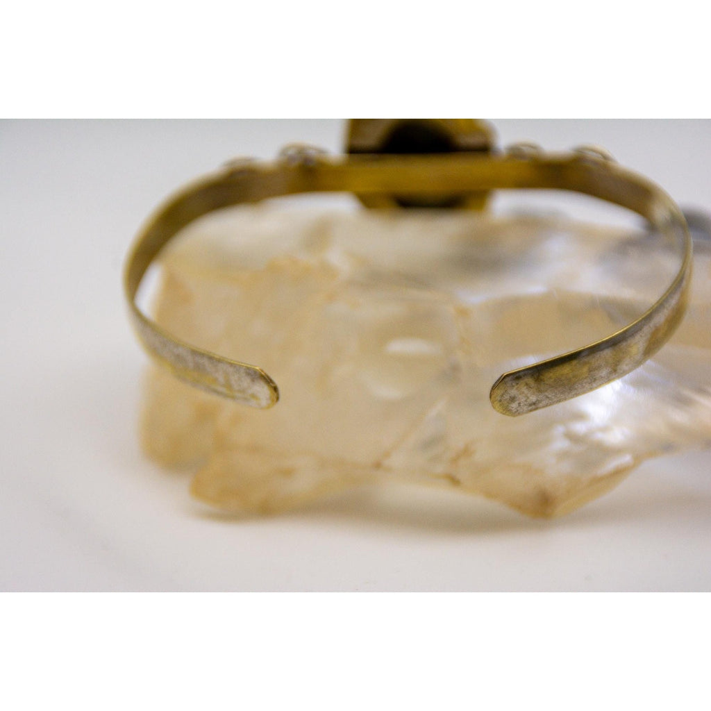 Blue Flash Labradorite Cuff | Gold Over Sterling Silver Boho Bracelet