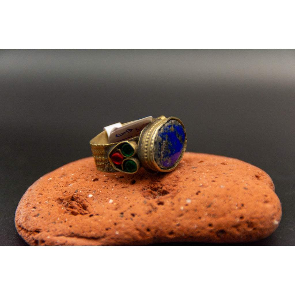 Stunning Lapis Lazuli Kochi Afghan Tribal Ring - Size 6.5