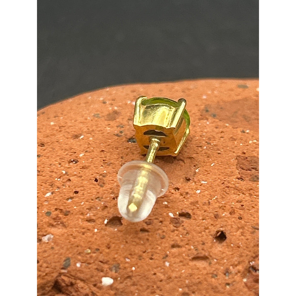 Vintage 3mm Gold Tone Peridot Green Stud Earrings August Birthstone