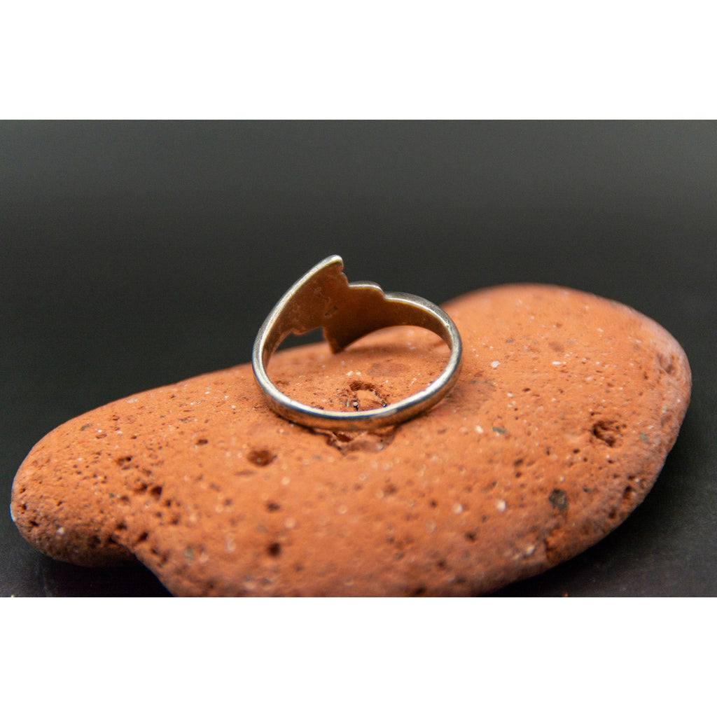 Vintage Modernist Wave Ring in Sterling Silver - Size 7.5