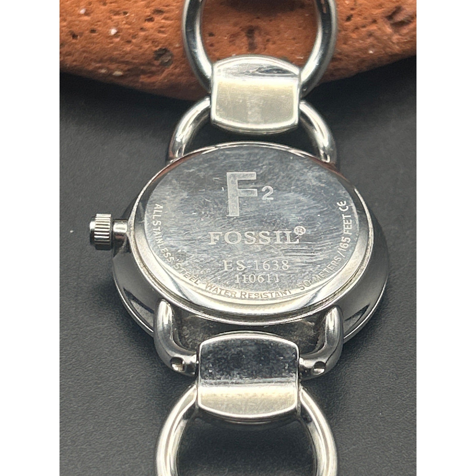 Fossil F2 Silver Tone Black Pave Dial Ladies Watch | ES-1638 Link