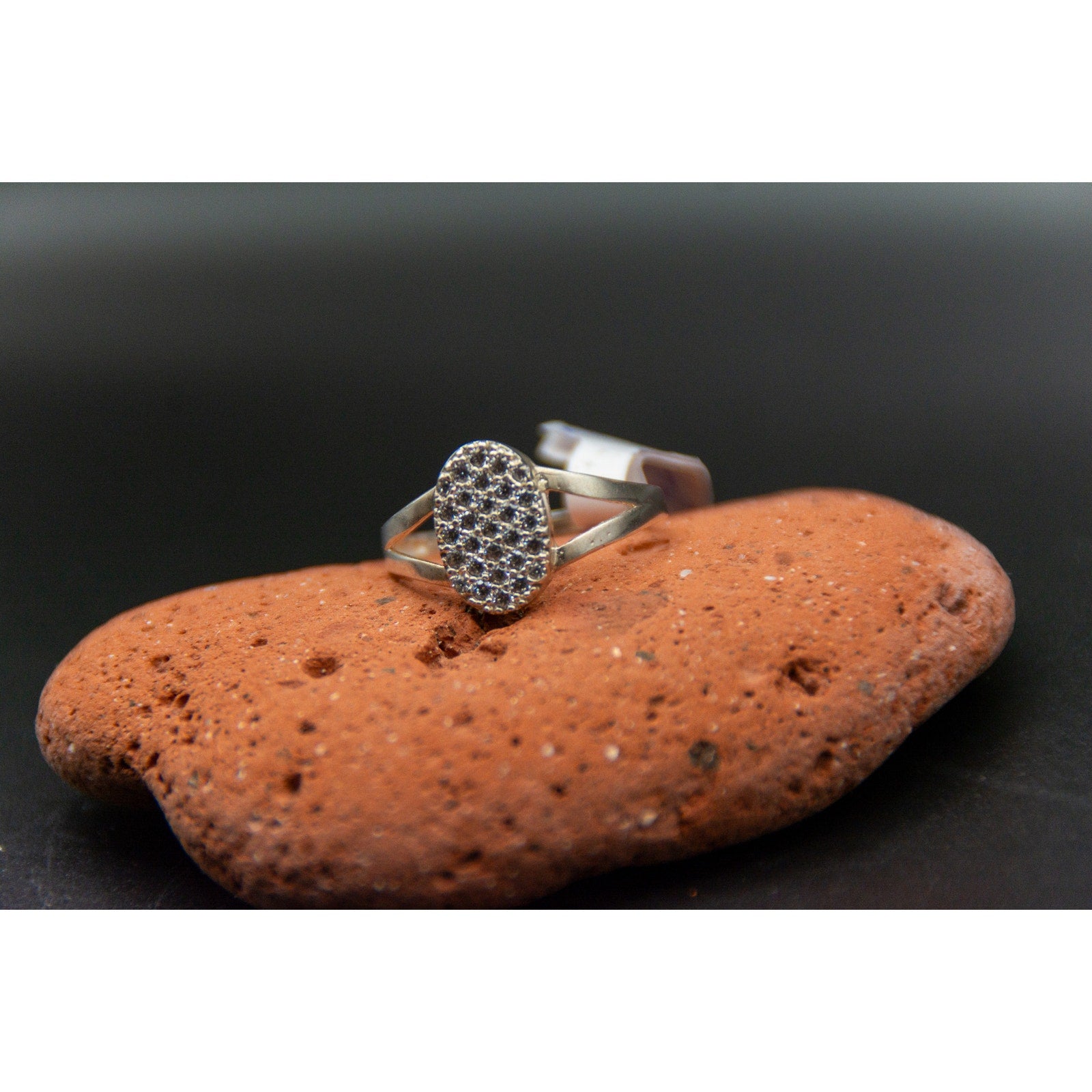 Pave CZ Cluster Ring in Sterling Silver - Size 8.5