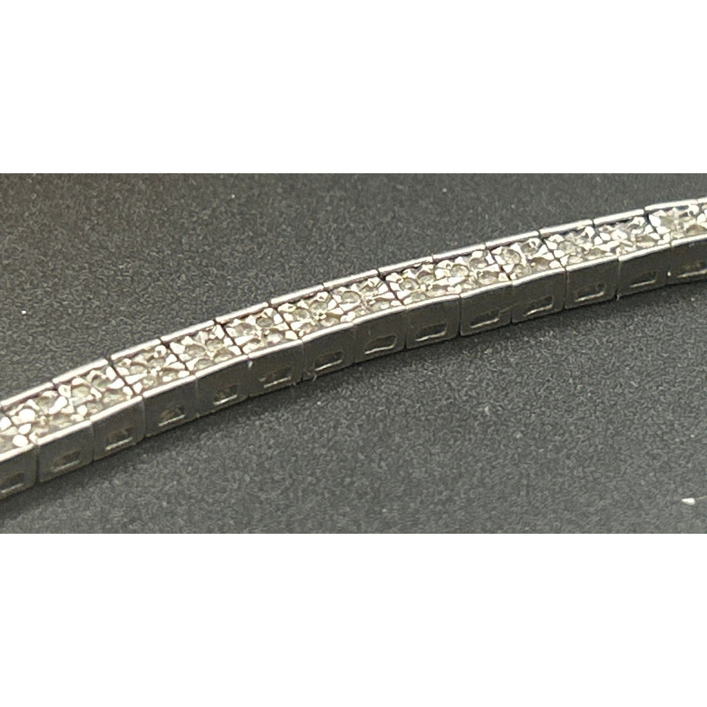 Signed MDJ 925 Sterling Silver Diamond Tennis Bracelet 200+ Diamonds 6.5" Link