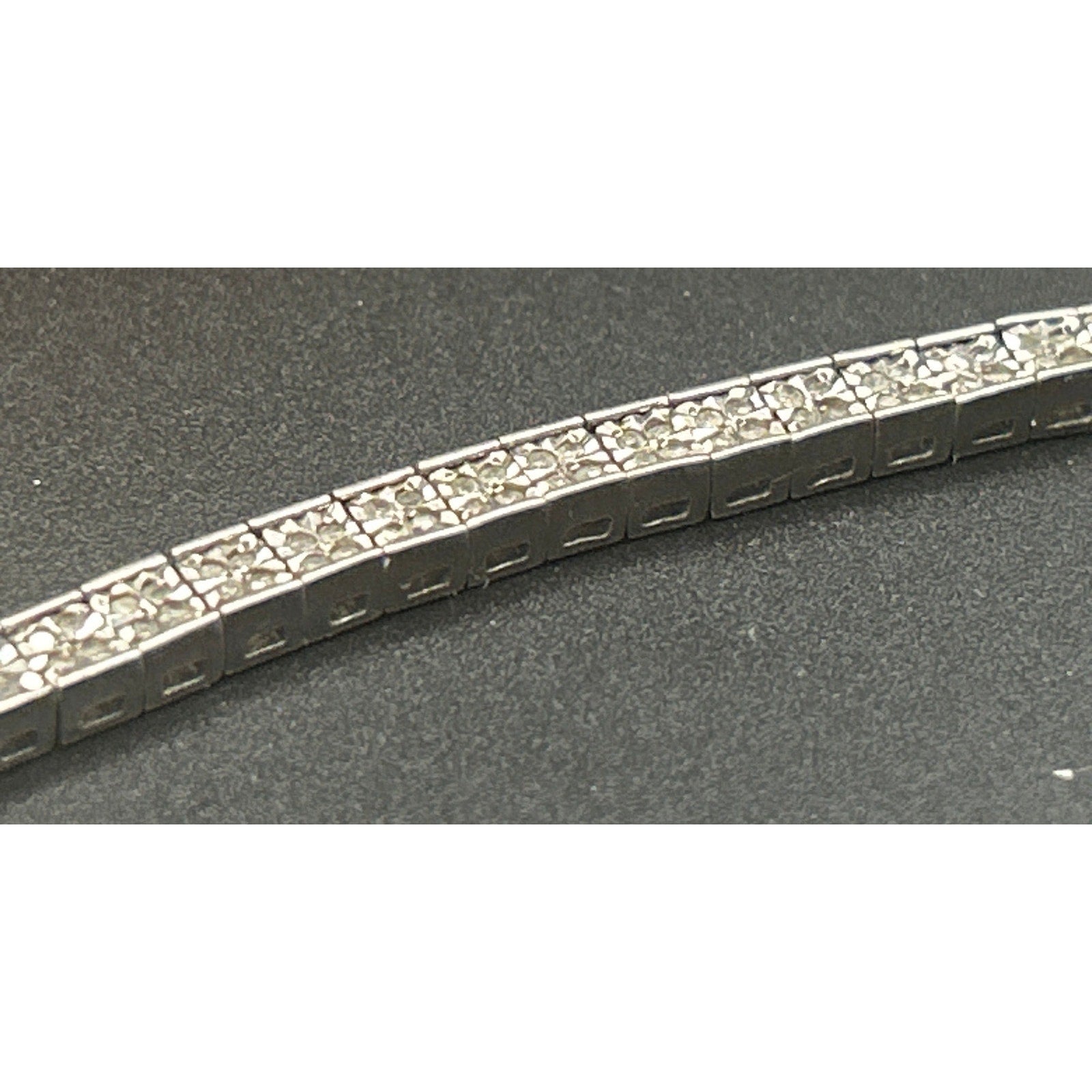 Signed MDJ 925 Sterling Silver Diamond Tennis Bracelet 200+ Diamonds 6.5" Link