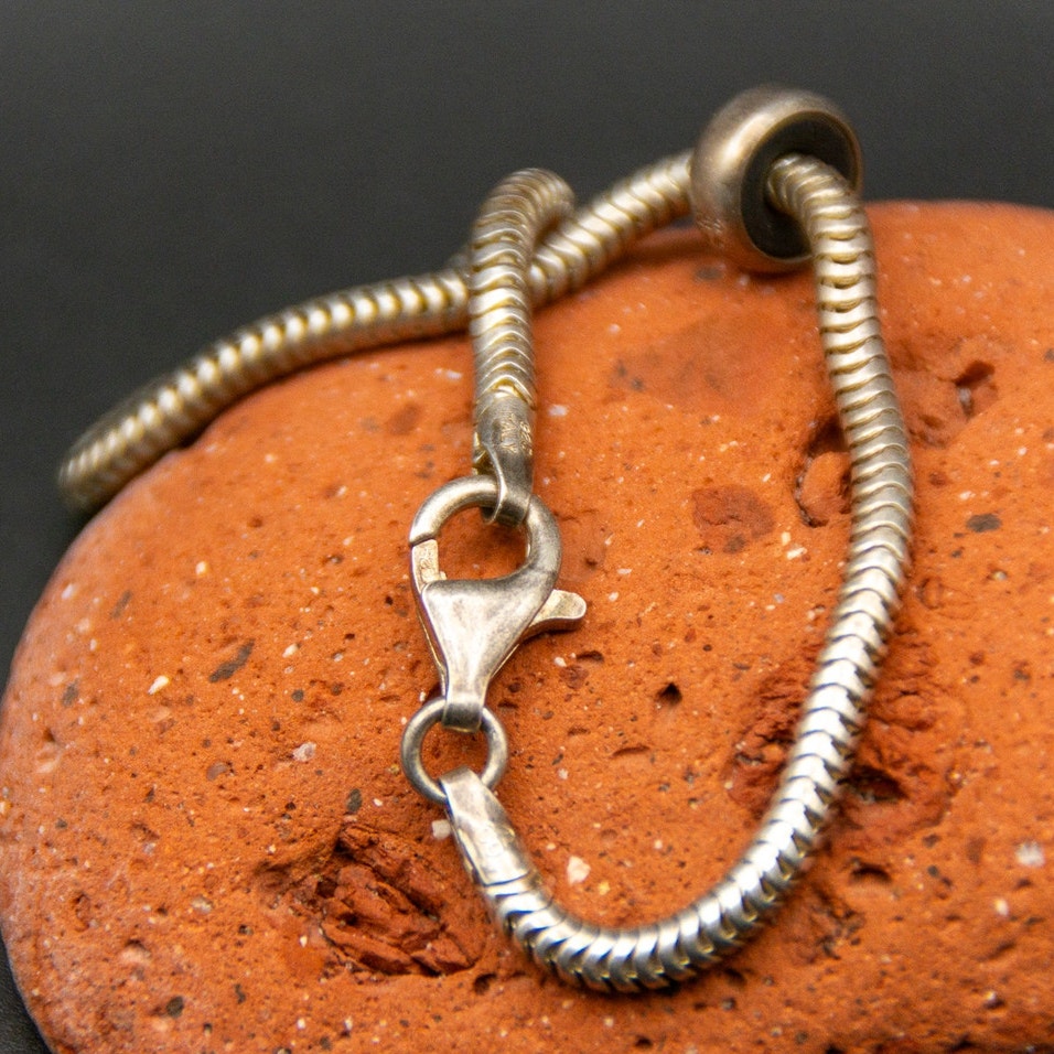 Vintage 90s Trollbeads LAA S925 Snake Bracelet - Pandora Style - 7"