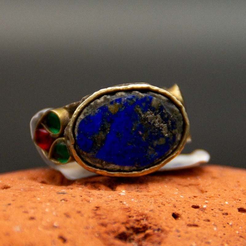 Stunning Lapis Lazuli Kochi Afghan Tribal Ring - Size 6.5
