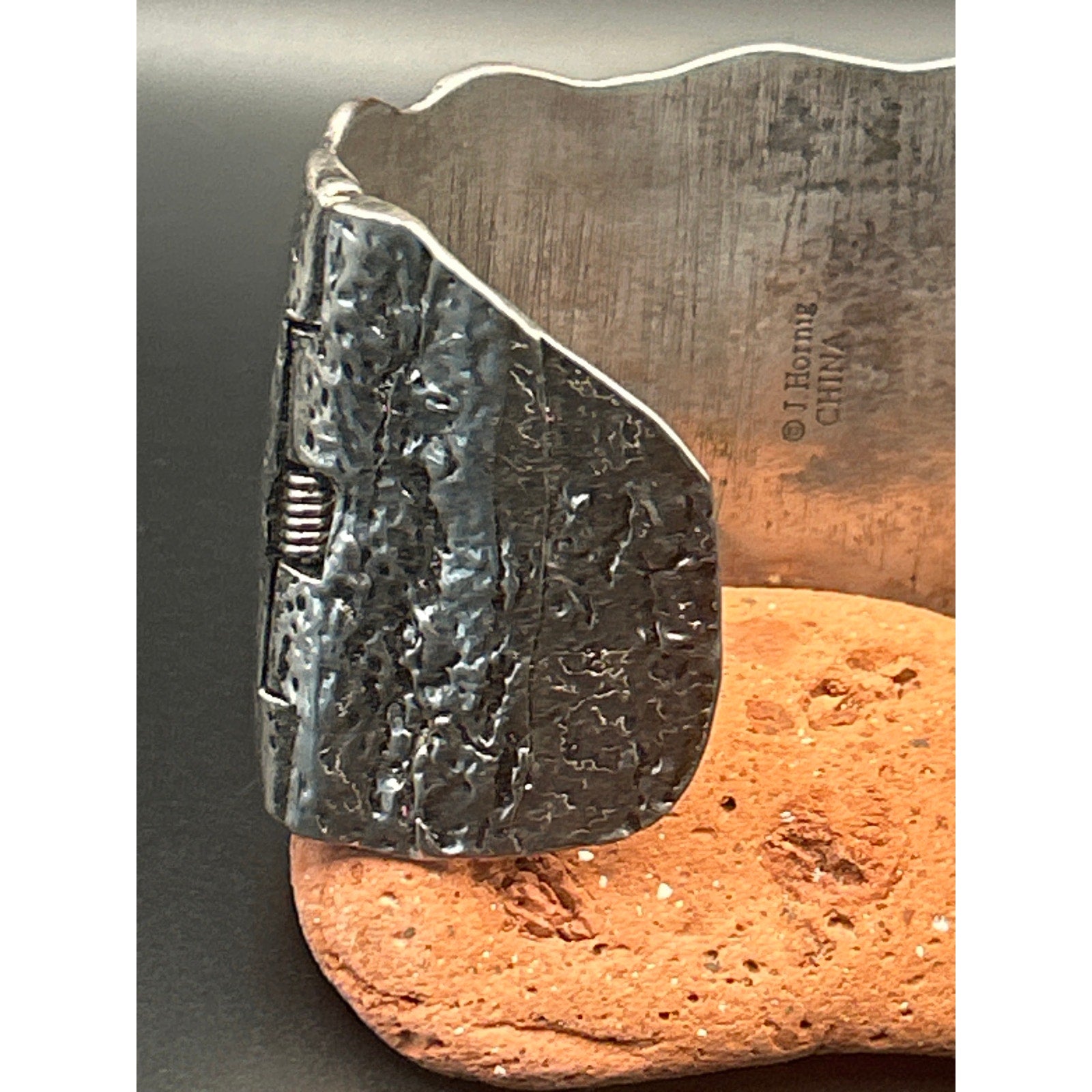 J Hornig 2" Wide Silver Plated Moth To A Flame Bracelet - Adjustable 7" to 8"