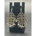 Tribal Oxidized Silver Drop Earrings | Boho Floral Dangle Beads