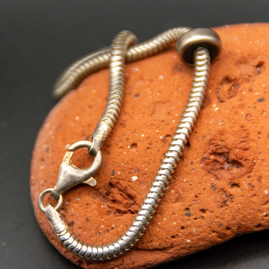 Vintage 90s Trollbeads LAA S925 Snake Bracelet - Pandora Style - 7"