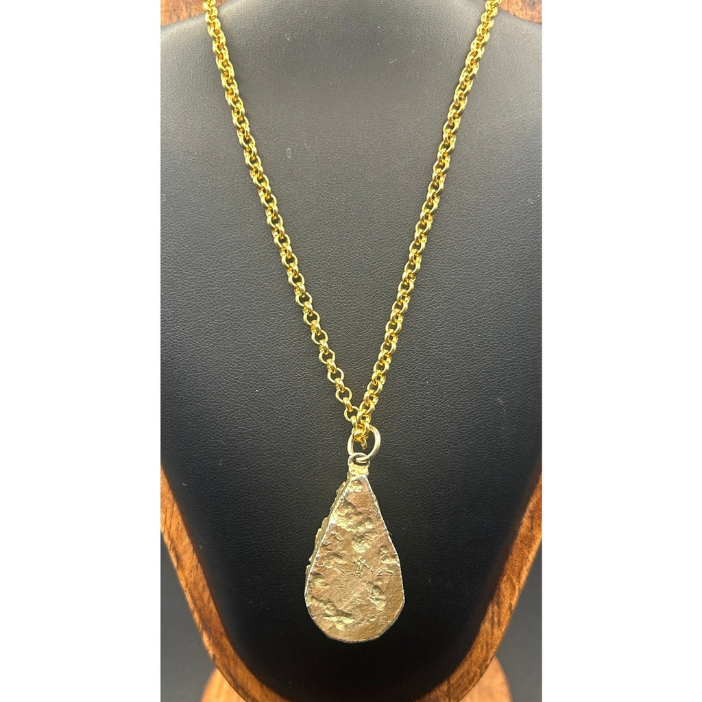 Vintage Premier Designs Amethyst Druzy Pendant Necklace 24" Gold Tone Crown Logo