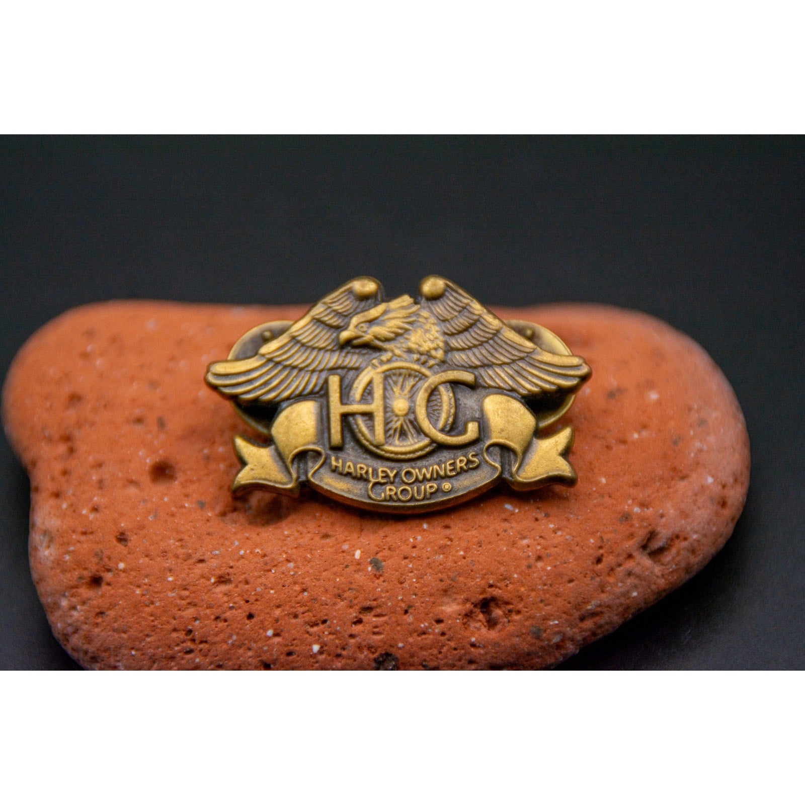 VINTAGE 1993 HARLEY OWNERS GROUP HOG EAGLE BRASS LAPEL PIN