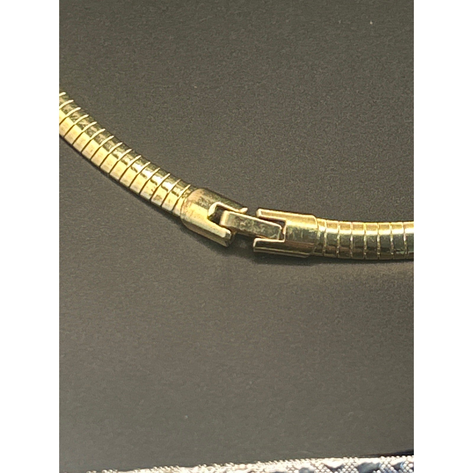 Vintage 80s Gold Tone 17" Omega Chain Necklace Rolled Collar Box Clasp