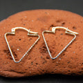Vtg Mexico 925 Taxco MC Arrowhead Hoop Earrings Textured Wire Geometric