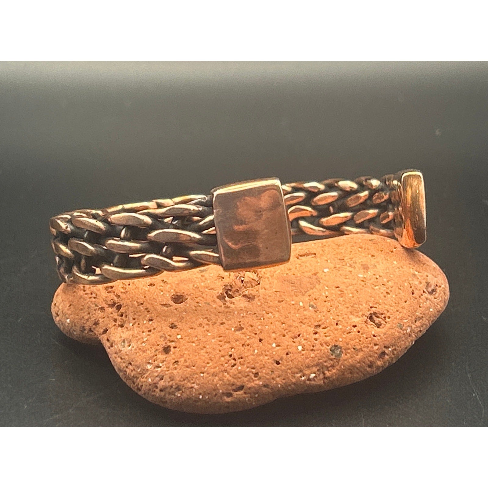 Handmade 11mm 5 Strand Woven Copper Cuff Bracelet Adjustable Artisan Maine Made