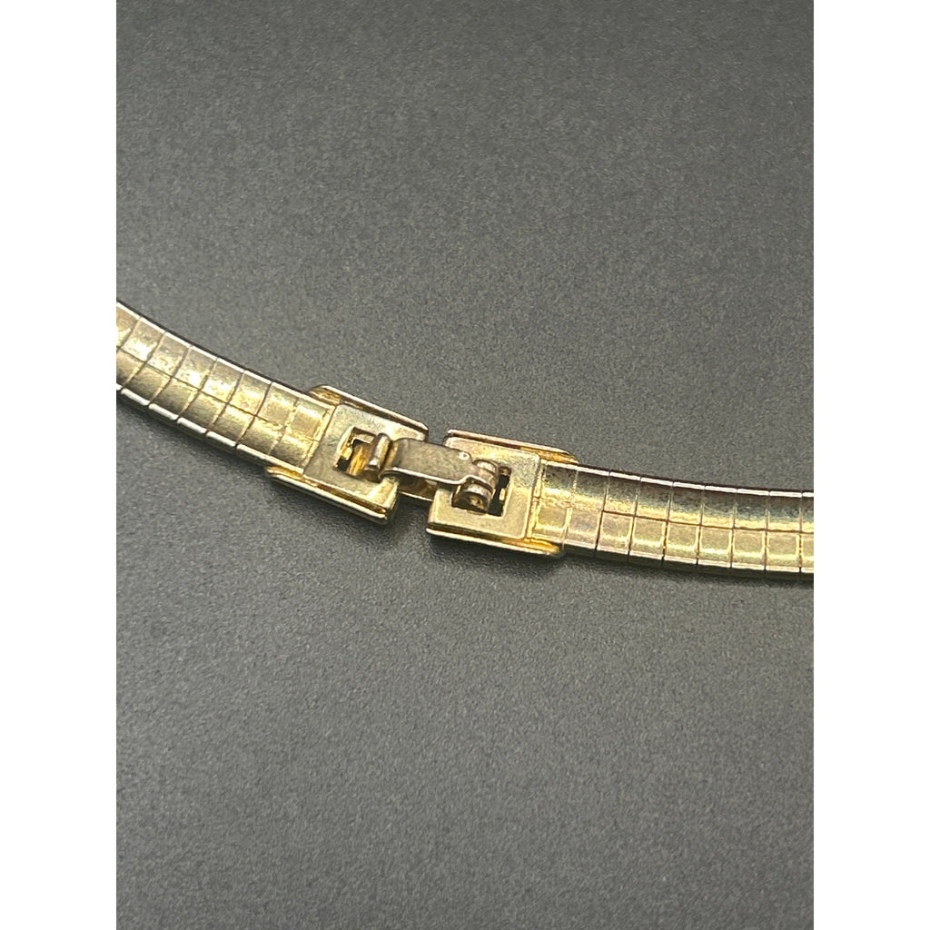 Vintage 80s Gold Tone 17" Omega Chain Necklace Rolled Collar Box Clasp