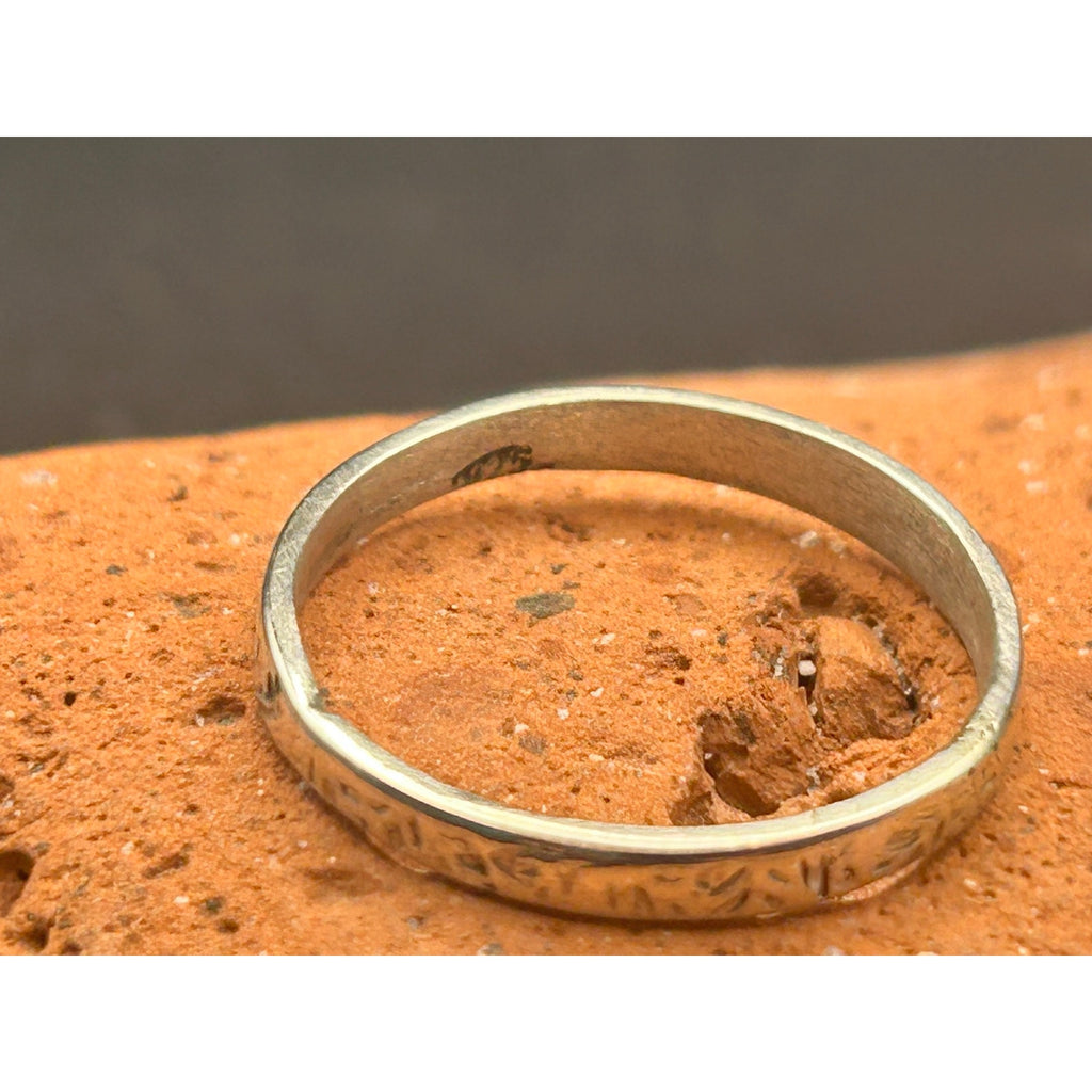 Handmade 2mm Sterling Silver 925 Abstract Textured Band Ring Size 8 Maine Made
