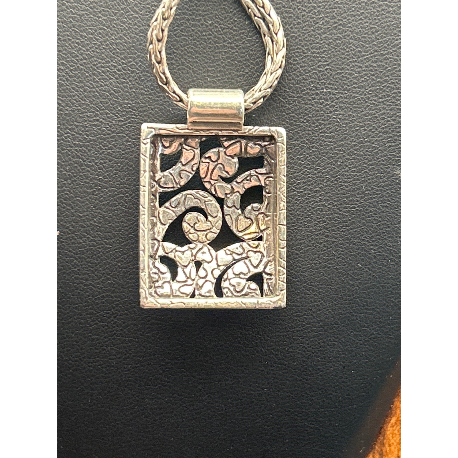 Vintage Brighton Antiqued Silver Plated Scroll Pendant Necklace