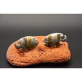 Vintage Mexican Metales Casados Silver Fish Screwback Earrings