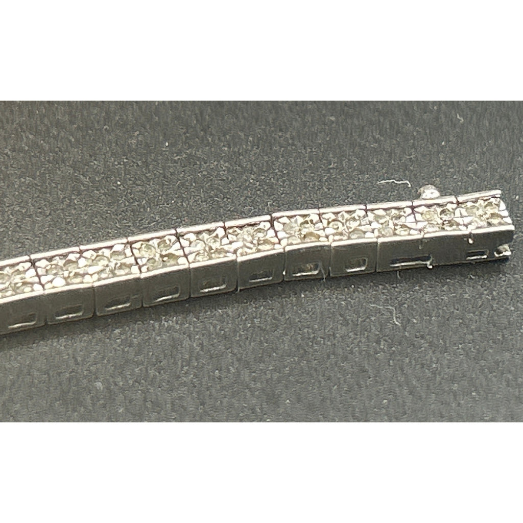 Signed MDJ 925 Sterling Silver Diamond Tennis Bracelet 200+ Diamonds 6.5" Link