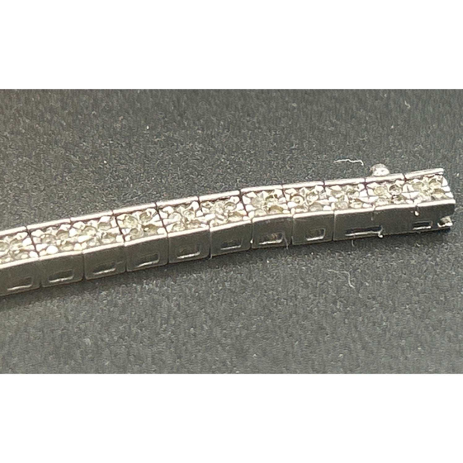 Signed MDJ 925 Sterling Silver Diamond Tennis Bracelet 200+ Diamonds 6.5" Link