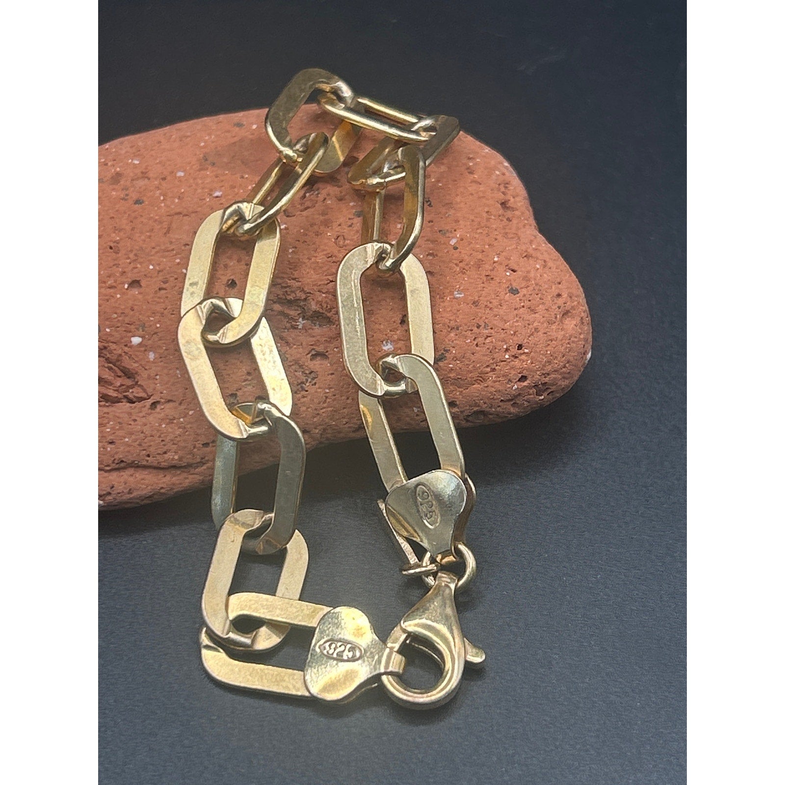 Rellery Gold Vermeil Over 925 Sterling Silver Rectangle Link Bracelet 6.5"