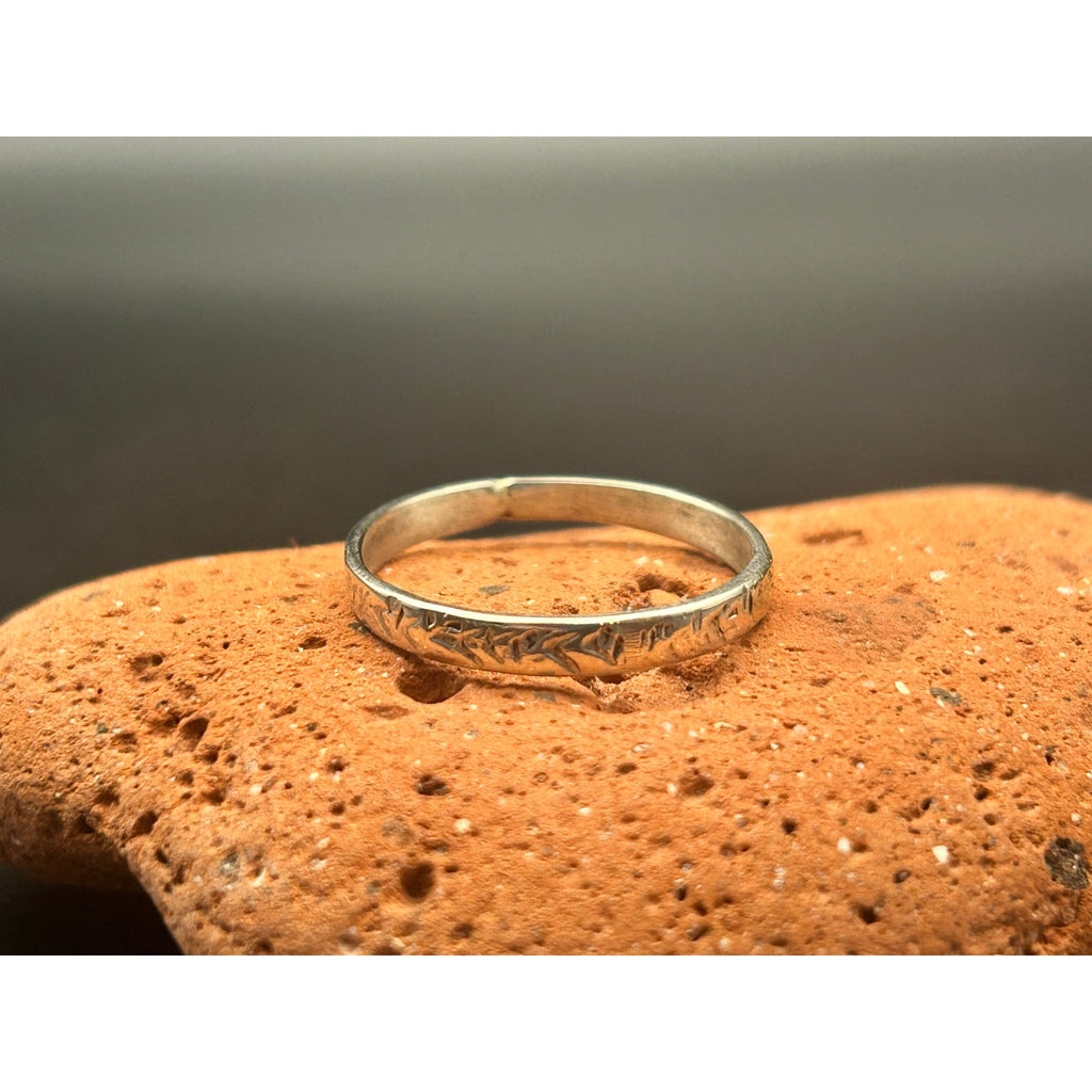 Handmade 2mm Sterling Silver 925 Abstract Textured Band Ring Size 8 Maine Made