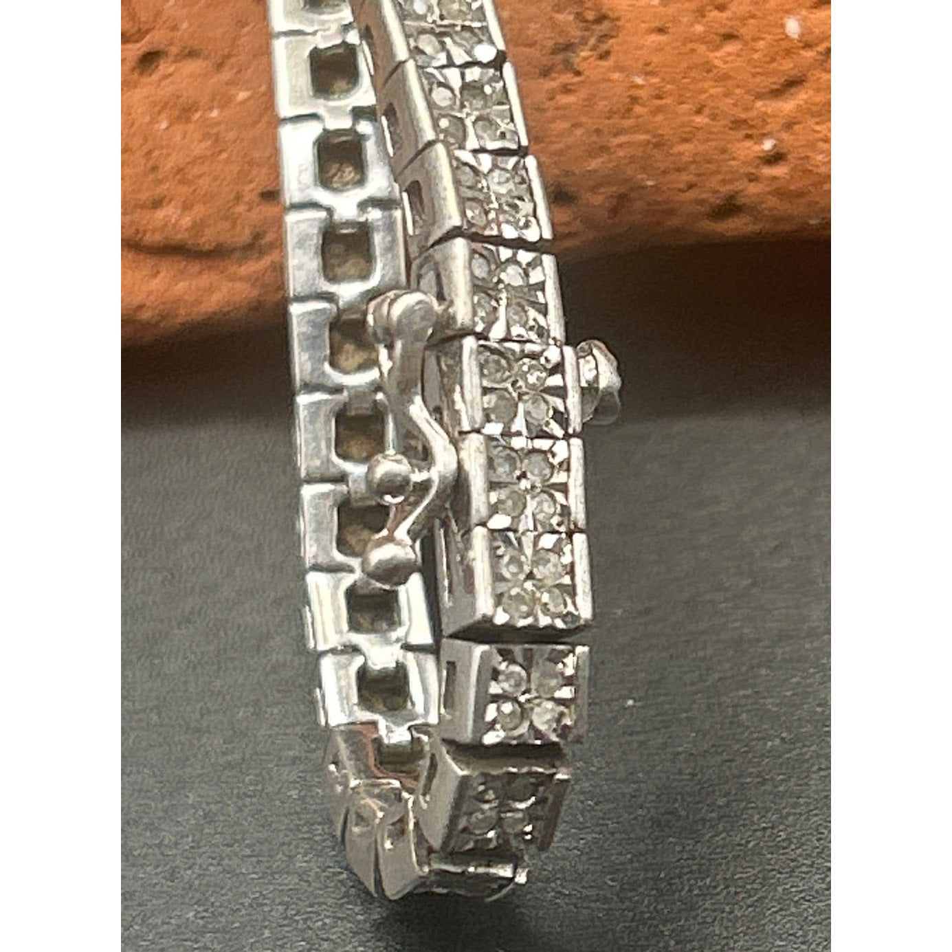 Signed MDJ 925 Sterling Silver Diamond Tennis Bracelet 200+ Diamonds 6.5" Link