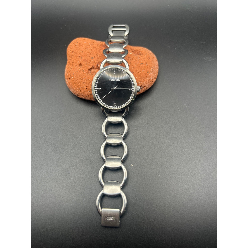 Fossil F2 Silver Tone Black Pave Dial Ladies Watch | ES-1638 Link