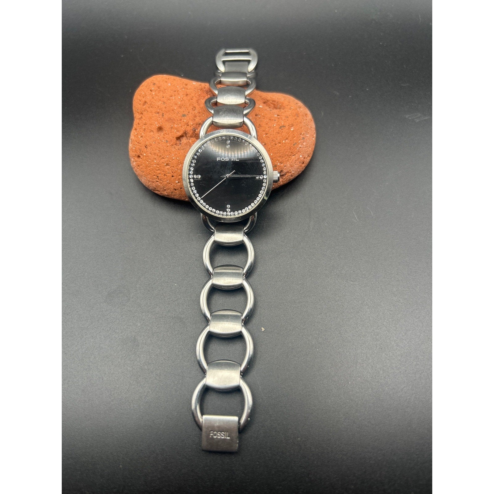 Fossil F2 Silver Tone Black Pave Dial Ladies Watch | ES-1638 Link