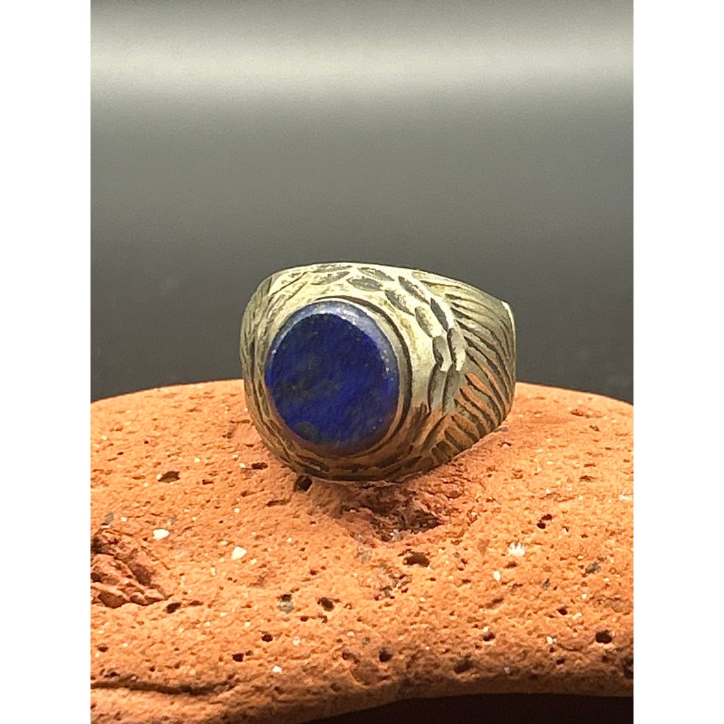 Vintage Afghan Kochi Tribal Ring Lapis Lazuli Split Band Size 9 Repair/Craft