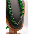 Antique 1920s Emerald Green Crystal Necklace 28" Art Deco Faceted Glass Beads
