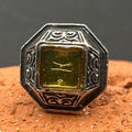 Vintage Geometric Octagon Yellow Glass Gem Silver Tone Lapel Pin