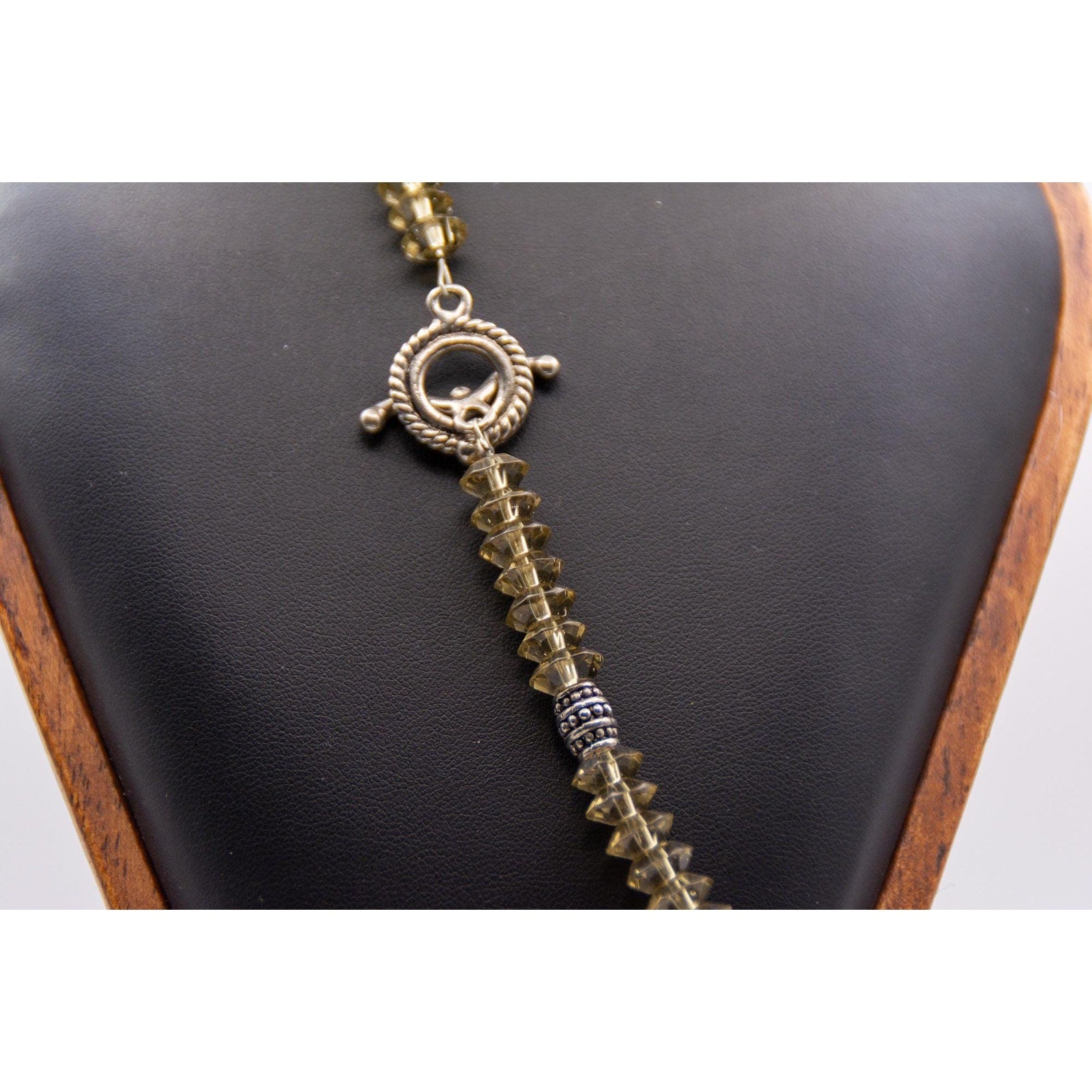 Vintage Smokey Quartz Silver Bead Necklace 16" Graduated Faceted 41.6g Statement Gemstone 1940s-70s